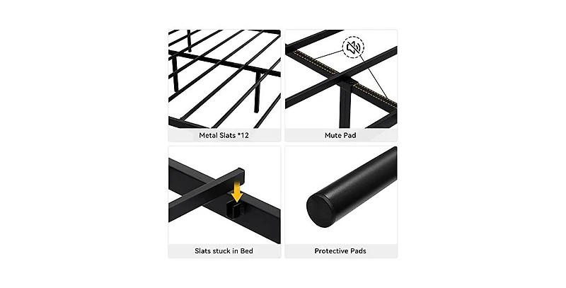 gaomon Modern Bed Frame, Metal Platform Bed with Headboard and Footboard