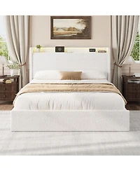 gaomon Full Size Boucle Bed Frame with Storage Headboard