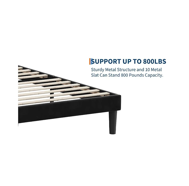 Gaomon Full Size Velvet Bed Frames with Headboard,Upholstered Platform Bedframe with Wood Slats,Solid and Stable