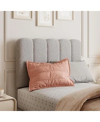 gaomon Twin Xl Boucle Upholstered Platform Bed Frame with Wave Headboard and Wooden Slats Support