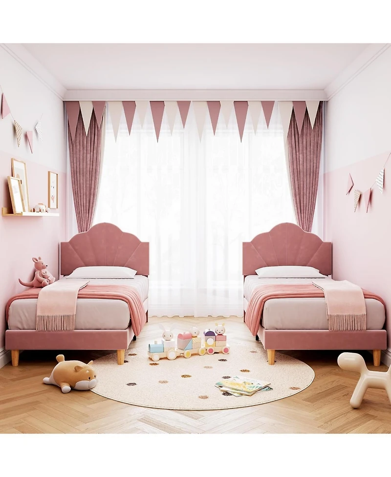 Gaomon Twin Xl Velvet Platform Bed – Upholstered Adjustable Headboard, Wooden Slats, Heavy Duty, Easy Assembly