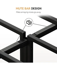 Gaomon Metal Platform Bed Frame with Rustic Wood Headboard, No Box Spring Rustic Brown