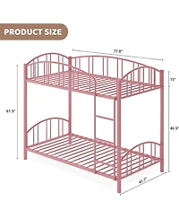 gaomon Metal Bunk Bed Heavy-Duty Steel Frame with Curved Guardrails & Safety Ladder, Compact Kids Bed, No Box Spring