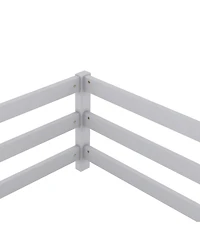 Cesicia Grey Wood Full Size Kids Floor Bed Kids Montessori Floor Bed with Fence for Girls, Boys