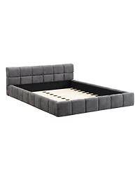 Streamdale Furniture Elegant Chenille Upholstered Bed with Checkerboard Design, Queen