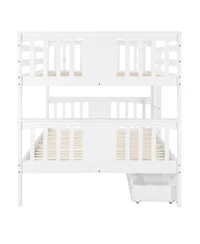 Streamdale Furniture + Full Over Wood Drawers & Ladder Bunk Bed