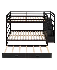 Streamdale Furniture Full Over Bunk Bed w/ Twin Trundle & Stairs, Gray