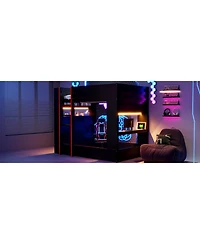 Streamdale Furniture Wood Gaming Bunk Bed with Desk, Storage, Led & Charging Station