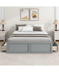 Streamdale Furniture Wood Queen Size Platform Bed Frame with 6 Drawers