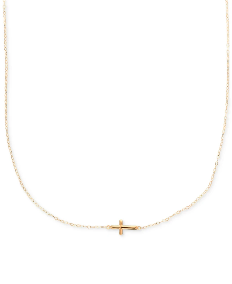 Sideways Cross Pendant Necklace in 10k Gold