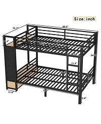 Streamdale Full/Full Metal Bunk Bed with Storage for Teens - Black