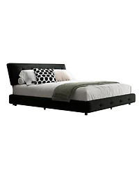 Streamdale Furniture Streamdale King Size Bed Frame with Tufted Headboard, Chenille Platform Bed, Black
