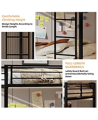 Streamdale Furniture Durable Square Tube Iron Bunk Bed with Safety Rails - Queen Size