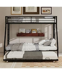 Streamdale Furniture High-Stability Queen Bunk Bed with Ladder & Trundle - Black (153cm x 203cm