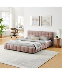 Streamdale Furniture Queen Size Chenille Upholstered Bed with Storage Drawer