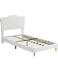 Gaomon Bed Frame for Kids, Upholstered Platform with Cute Boucle Velvet Headboard Girls, No Box Spring Needed, Easy Assembly