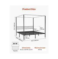 Slickblue Four Poster Metal Canopy Bed Frame for Modern Bedroom