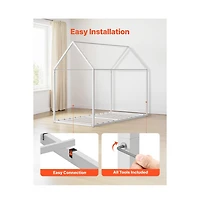 Slickblue Kids Floor Bed with Roof Design and Metal Frame