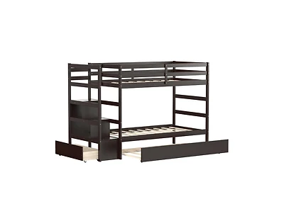 Slickblue Sturdy Modern Bunk Bed with Storage for Kids or Adults