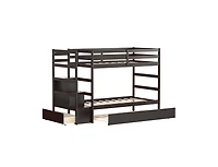 Slickblue Sturdy Modern Bunk Bed with Storage for Kids or Adults