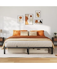 King Size 8 Inch Metal Bed Frame, No Screws Needed, No Box Spring Needed, 800 Lbs Capacity, Tool-Free Assembly