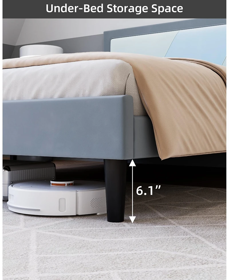 gaomon Full Size Triple Panel Platform Bed Frame Minimalist Mdf Construction Beige Finish No Box Spring Needed Easy Assembly