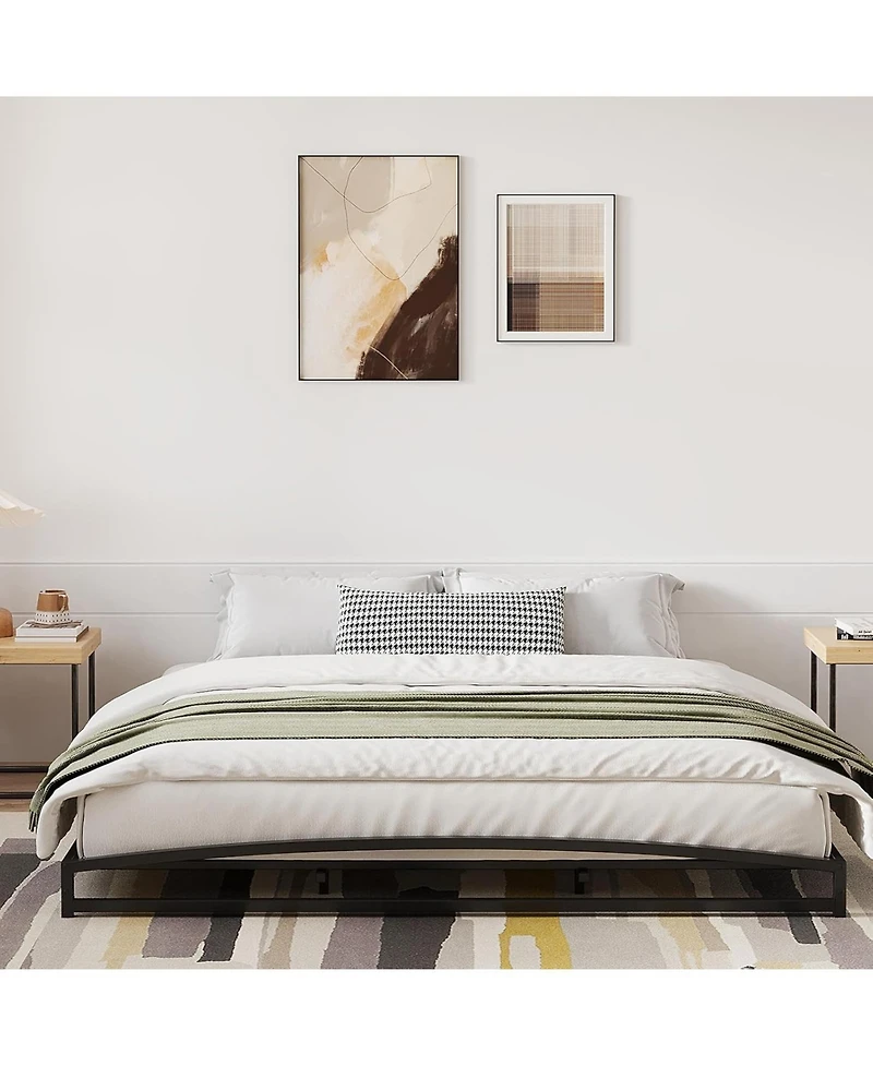 gaomon King Size 6 Inch Metal Platform Bed Frame Heavy Duty Slats Underbed Storage Noise-Free Non-Slip Black