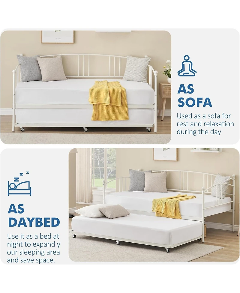 gaomon Twin Metal Daybed with Steel Slat Support for Living Room, Bedroom, Guest Room Sofa Bed Frame