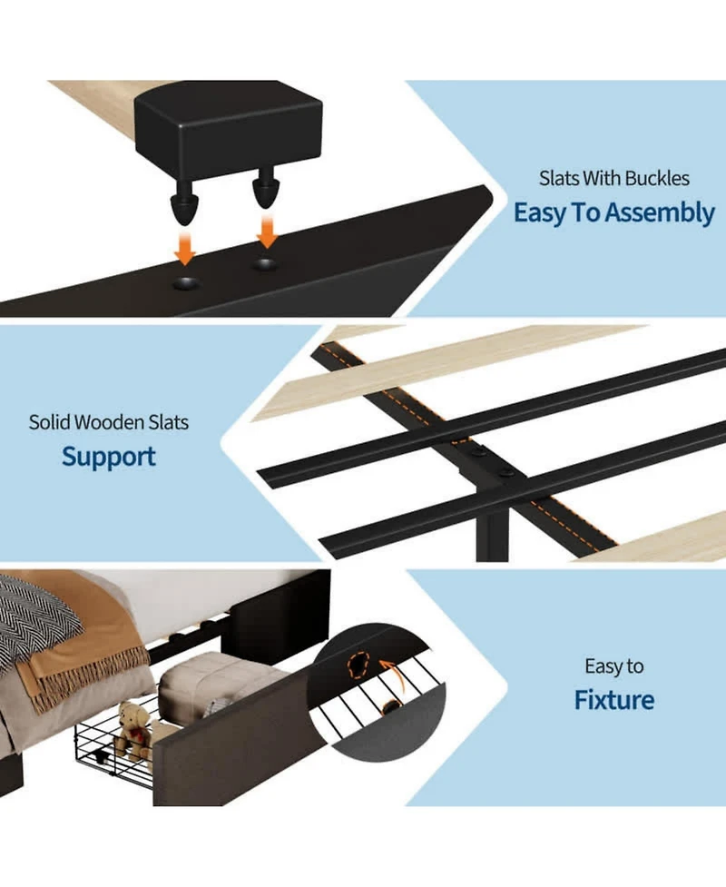 gaomon Queen Size Upholstered Platform Bed Frame