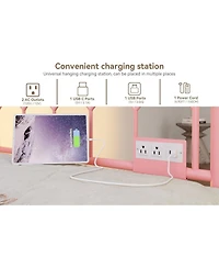 gaomon Twin Size Metal Daybed with Trundle Charging Station Led Lights Sofa Bed for Living Room Guest Room Apartment