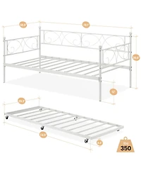 gaomon Twin Size Metal Elegant Floral Design Space-Saving Heavy-Duty Platform Daybed Frame