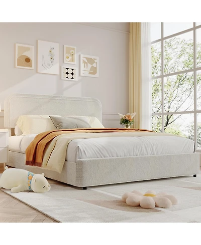 gaomon Full Size Boucle Upholstered with Headboard and 2 Storage Drawers Bed Frame