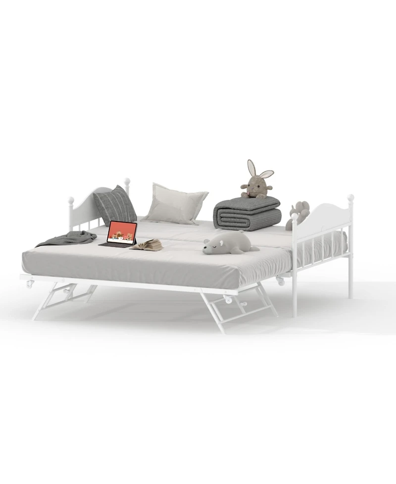 Gaomon Daybed with Trundle, Metal Twin Size Day Bed with Stylish Headboard