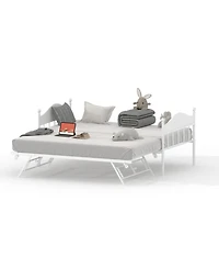 Gaomon Daybed with Trundle, Metal Twin Size Day Bed with Stylish Headboard