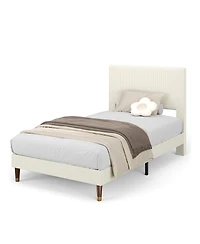 gaomon Twin Bed Frame Upholstered Platform Bed with Fabric Headboard, Non-Slip and Noise-Free