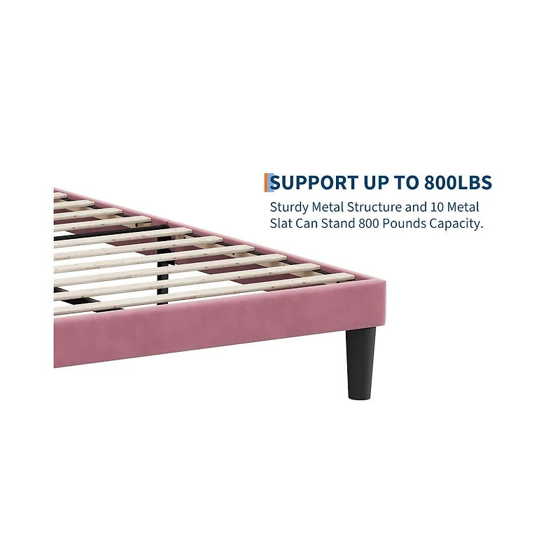 Gaomon Queen Size Velvet Bed Frames with Headboard,Upholstered Platform Bedframe with Wood Slats,Solid and Stable