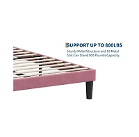 Gaomon Queen Size Velvet Bed Frames with Headboard,Upholstered Platform Bedframe with Wood Slats,Solid and Stable