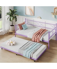 gaomon Metal Twin Daybed and Trundle Set, Day Bed Sofa Bed Frame with Steel Slat Support