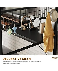 gaomon Twin Loft Bed with L-Shaped Desk & Storage Shelf, Heavy Duty Metal Frame for Adults, Space Saving Design, Black Finish