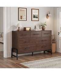 gaomon 7-Drawer Modern Freestanding Dresser, 52 Inch Wide Wood Chest, Closet Storage for Bedroom, Living Room, Entryway