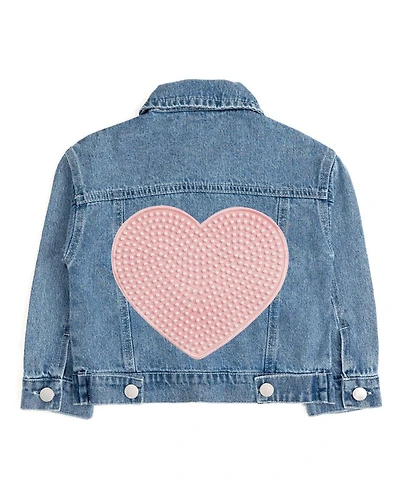 Sweet Wink Toddler Girls Pearl Heart Patch Denim Jacket