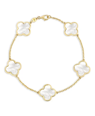 Devata Mother of Pearl Clover Bracelets in 14K Gold, in