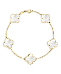 Devata Mother of Pearl Clover Bracelets in 14K Gold, in