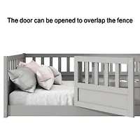 Simplie Fun Twin Size Floor bed, integral construction with super high security barrier, door, children's floor bed frame, Montessori wooden children'