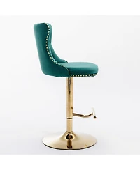 Streamdale Furniture Adjustable Swivel Velvet Bar Stools Set of 2