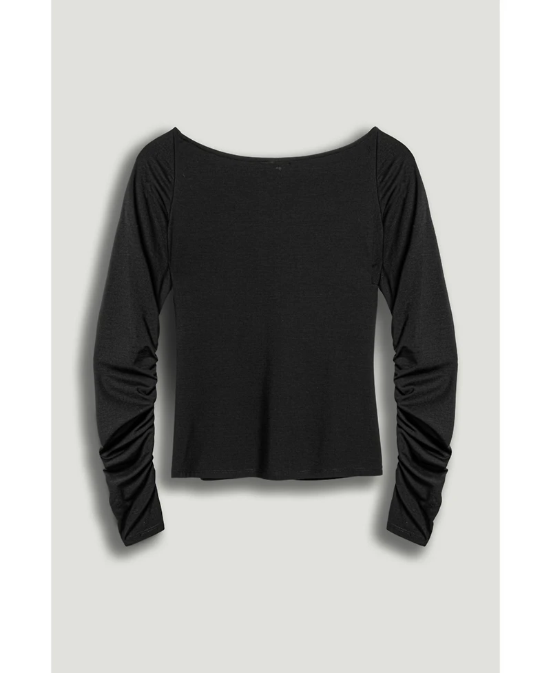 Nocturne Women's Ruched Front Fitted Long Sleeve Top
