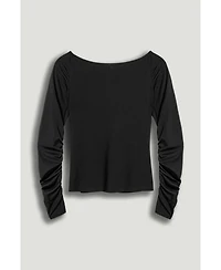 Nocturne Women's Ruched Front Fitted Long Sleeve Top
