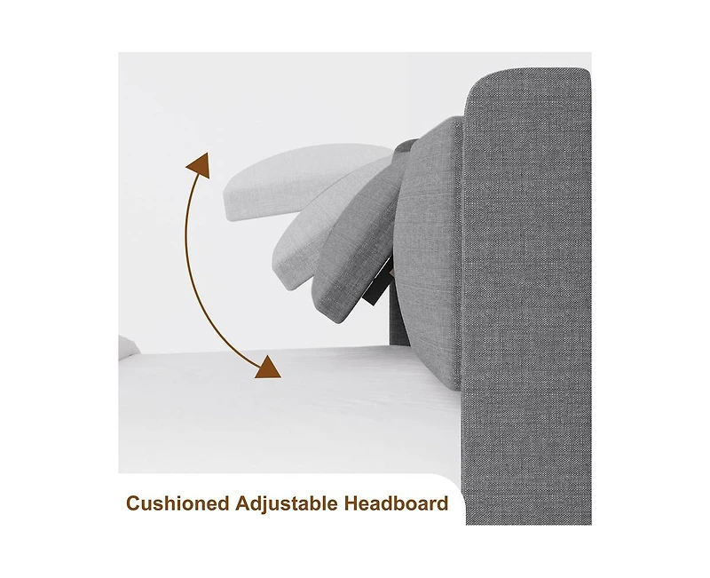 gaomon Queen Bed Frame with Usb Ports, Platform Bed Frame with Linen Fabric Adjustable Headboard