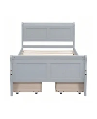 gaomon Twin Size Wood Platform Bed With 4 Drawers And Streamlined Headboard & Footboard Solid Wood+Mdf Bed Frame