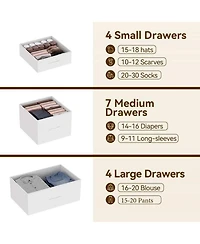 gaomon 15-Drawer Modern Tall Dresser, 48" Fabric Storage Chest, Steel Frame, Wood Top, Bedroom, Closet, Living Room